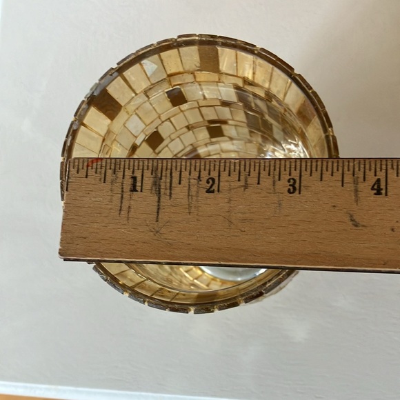 Tissue Box Holder Cover, Heavy Gold Acrylic With Gold Glass Candle Holder - Picture 11 of 13